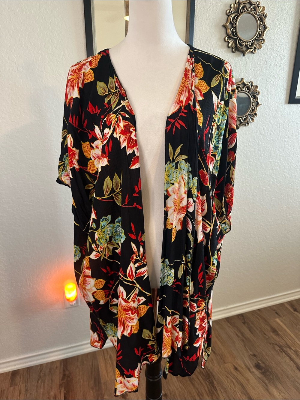 Band of Gypsies Black Floral Kimono